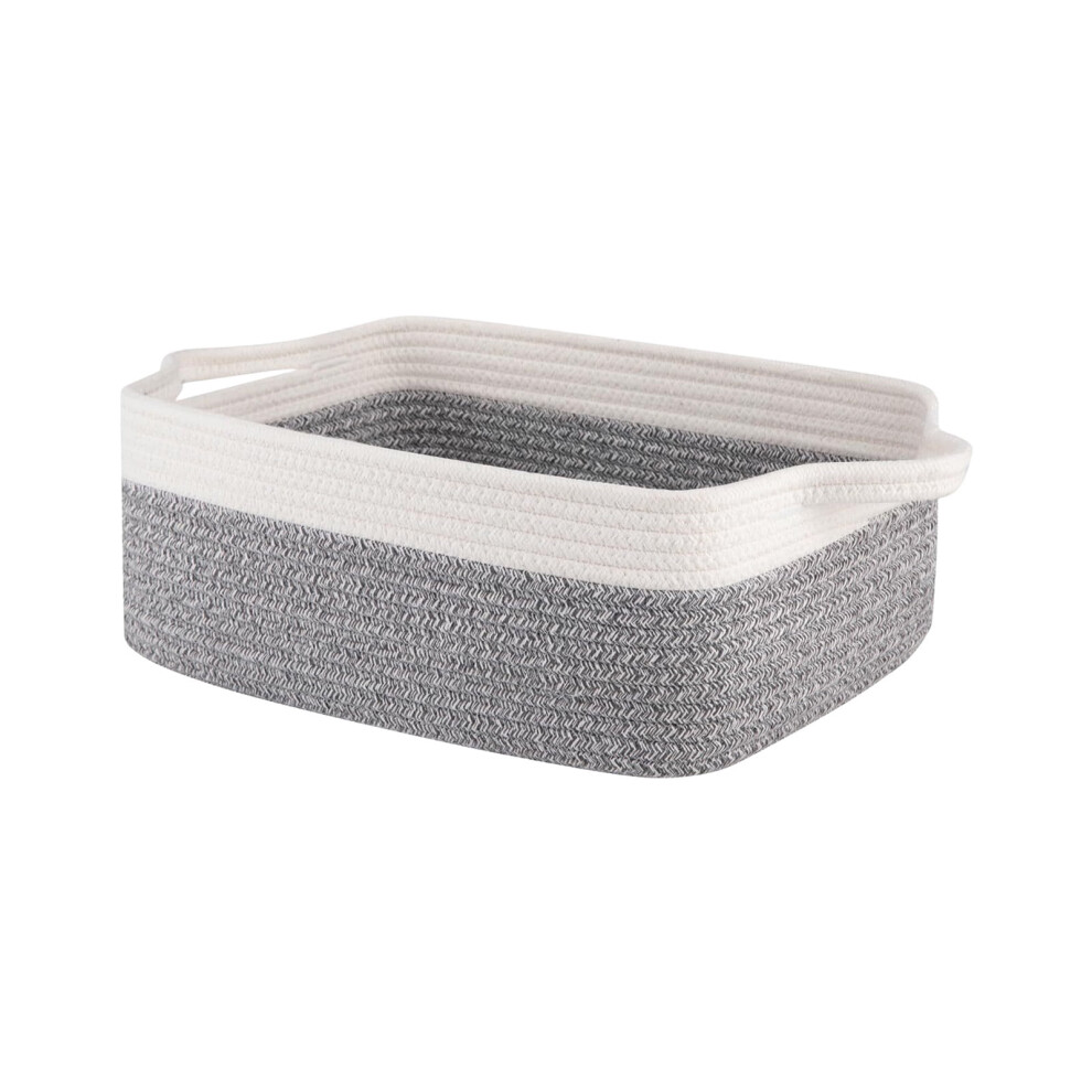 Woven Cotton Rope Storage Basket with Handles 13x9x5.5 Inch