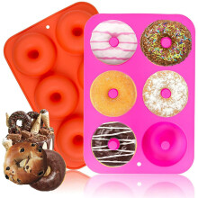 6-Piece Silicone Donut Mold Baking Set – Multicolor, Compatible with PRYESS