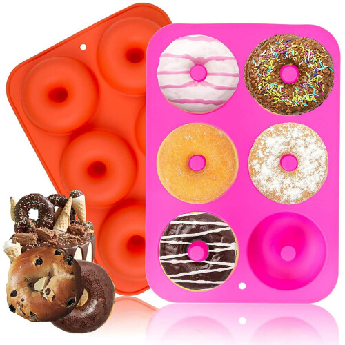6-Piece Silicone Donut Mold Baking Set – Multicolor, Compatible with PRYESS