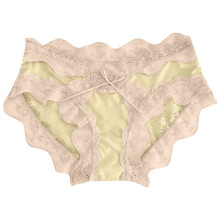 Women's Silk Satin Panties Lace Brief Sexy Undies Breathable Underpants