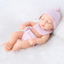 7in Reborn Baby Doll with Pacifier & Bib, Soft Vinyl Collectible Toy for Kids, Photography Prop, Art Collection, Emotional Companion Gift
