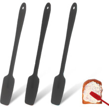 3Pcs Silicone Tall Jar Scraper with Long Handle – Heat-Resistant, Compatible with Jars, Butter, Bread, Restaurant Kitchen, Black