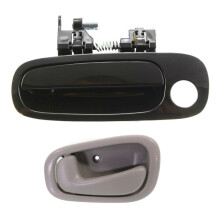 Car Door Handle Front Left Exterior Interior 2pcs Black
