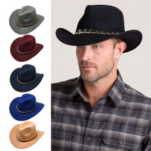 Unisex Vintage Wide Brim Warm Hat Western Cowboy Hat British Style Jazz Cap for Outdoor Daily Life,Blue