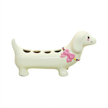 1 Pcs Ceramic Dog-Shape Toothbrush Holder, Creative Cute Electric Toothbrush Holder with 4 Storage Holes for Bathroom