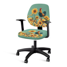 Sunflower Chicken Office Chair Cover 2-Pack, Universal Stretch Fabric Cover with Elastic Bands, Compatible with Most Swivel Chairs