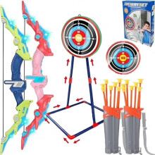Bow and Arrows Set with LED Lights 10 Suction Cup Arrows and Standing Target-Sport Toys Gifts for 6-12 Kids Boys and Girls