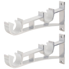 2-Pack Metal Curtain Rod Brackets for Window Drapes, Support Hardware for Home Decoration and Curtain Installation