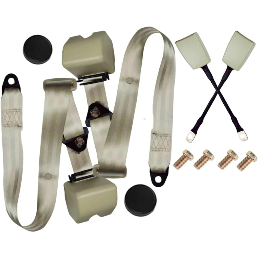 2Pcs 3-Point Adjustable Retractable Lap Straps Compatible With Go Kart, Golf Cart, Van, Utv, Buggy, Pickup, Truck 9087558643171