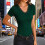 Women's Solid V-Neck Slim Top with Lace Trim 1