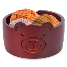 Wooden Cartoon Yarn Bowl Holder Portable Yarn Bowl Round Knitting Container for Crocheting Knitting Crafts Lover
