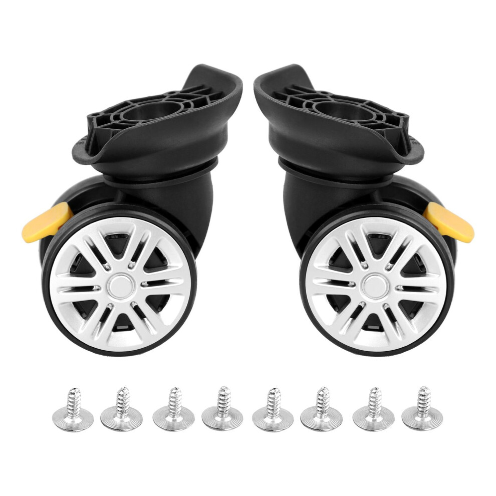 Luggage Suitcase Wheels Quiet Omni Directional Wheels Left & Right Black 2Pcs With Brake 9558830230780