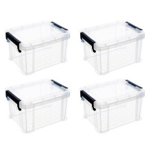 Mini Storage Bins with Lids, Handles & Latches - 4pcs