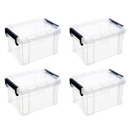 Mini Storage Bins with Lids, Handles & Latches - 4pcs