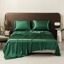 Silk-Like Satin Bed Sheet – 228x259cm Queen, Washable, Wrinkle & Stain Resistant – Blue, Black, Burgundy, Dark Green, Champagne, Gray, Pink,