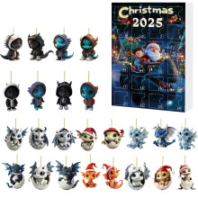 Calendar de Advent Dragon 2025 – Numărătoare inversă pentru ornamente suspendate pe 24 de zile, decor de Crăciun acrilic, compatibil cu bradul