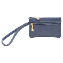 Fashionable PU Coin Storage Bag, Double Zipper Small Card Holder for Women, Lightweight Slim Wallet with Solid Color Design for Cash and Cards,b