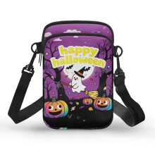 Fröhliche Halloween-Hexe, Geist, Kürbis, Damen-Umhängetasche mit Reißverschluss, Vintage-Polyester
