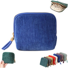 Compact Jewelry Zippered Pocket Case (5.1"x4.7") – Foldable Velvet Pouch with 5 Soft Pockets, Tangle-Free Organizer for Travel & Daily Use