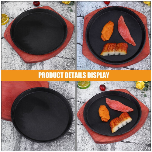 Cast Iron Sizzling Plate with Wooden Base 2