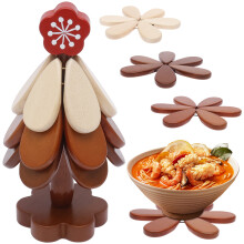 Wood Trivets for Hot Dishes Heat Resistant Tree Trivet Set Protects Desktop for Hot Pot Pans Bowls Teapots Drinks Plates Home Table Decor