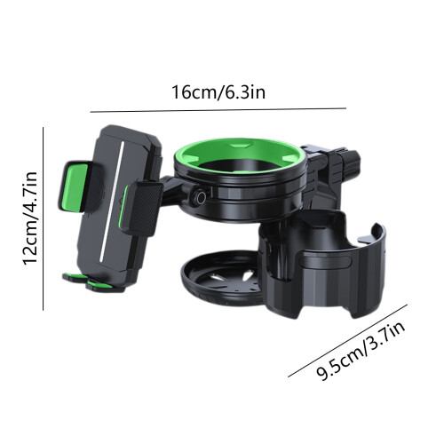 Motorcycle Cup and Phone Mount Black Green 2