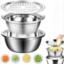 Fregadero Anderisto 3 en 1 de acero inoxidable con rallador, colador y cesta de desagüe – Compatible con fregaderos de estilo alemán