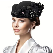 Lady Teaparty Fascinator Hat 3D Fabric Flower Derby Hat for Masquerades Parties