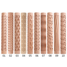 Embossing Rolling Pin Christmas Theme Pattern Engraved Wooden 3D Roller for Embossed Fondant Cake Dough Kitchen Color 5