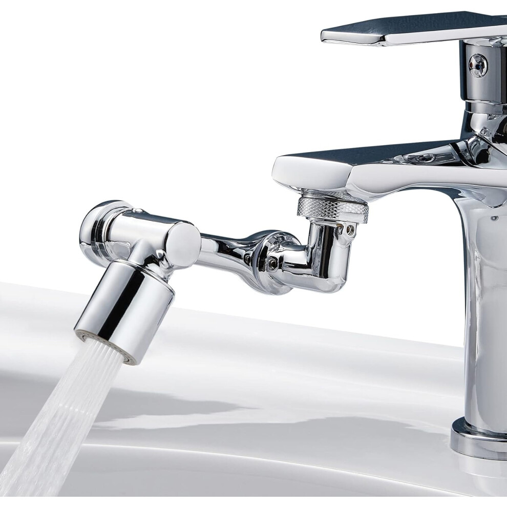 1080 Swivel Faucet Extender In Brass Â Rotating Robotic Arm For Sink, Compatible With Standard Faucets, 2-Mode Splash 9362892455803