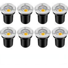 LED Well Lights 3W 12V-24V, IP67 Waterproof In-Ground Landscape Lights for Driveway, Deck, Step & Garden – 8 Pack Warm White, compatible with