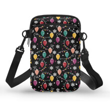 2-lagige, verstellbare Umhängetasche aus Polyester, stylische Sling Bag mit festlichem Lichtermuster