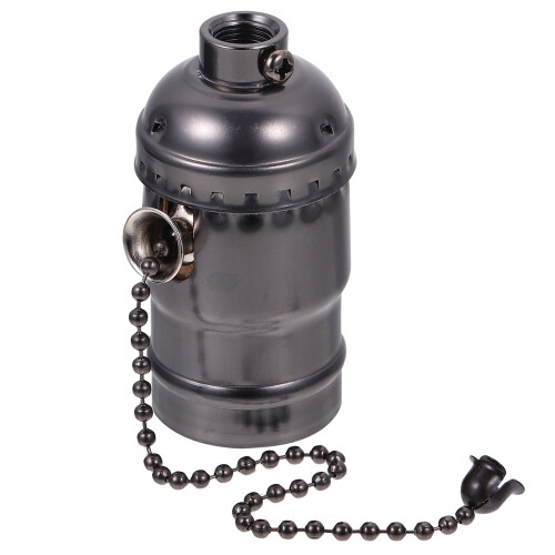 Aluminum Vintage Light Socket E27 Pull Chain Switch Lamp Holder Pull Zipper