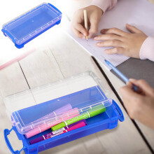 Transparent PVC Pencil Box - Large Capacity, Snap-Tight Lid & Stackable Design, Multi-Color Storage Organizer for s & Adults - Office & Travel