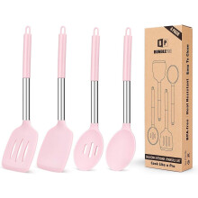 4-Pc Silicone Cooking Utensils Set, Non-Stick Heat-Resistant Spatulas & Slotted Spoons, BPA-Free, Compatible with Non-Stick Cookware