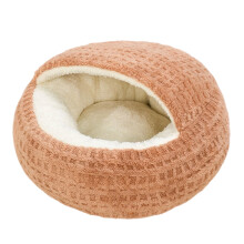 Cat Cave Bed Hooded Plush Self-Warming Faux Fur with