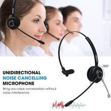 Over-Ear Bluetooth Headphones with Mic, Noise Cancelling, Compatible with PC, Cell Phones & Truck Drivers