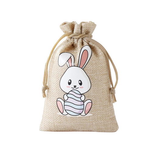 Easter Bunny Party Candy Box Gift Bag Gift Packaging Linen Drawstring Bag Candy Easter Eggs Bag Fun Activity for All Ages