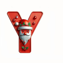 Y Santa Hat Alphabet Ornament Set Y Acrylic Letter Decor With Silver Thread For Christmas Tree