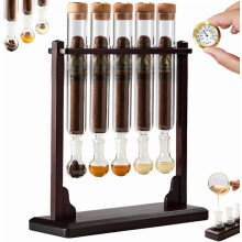 Cigar Flavor Injector Humidifier with Wooden Base, Hygrometer & Airtight Caps – Compatible with Cigar Infuser Glass Tube Kit