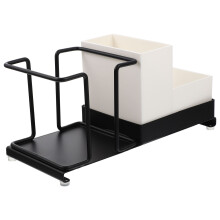 Hotel Tea Bag Box Storage Rack Black Carbon Steel 1Pcs 7.9x3.5x4.1in