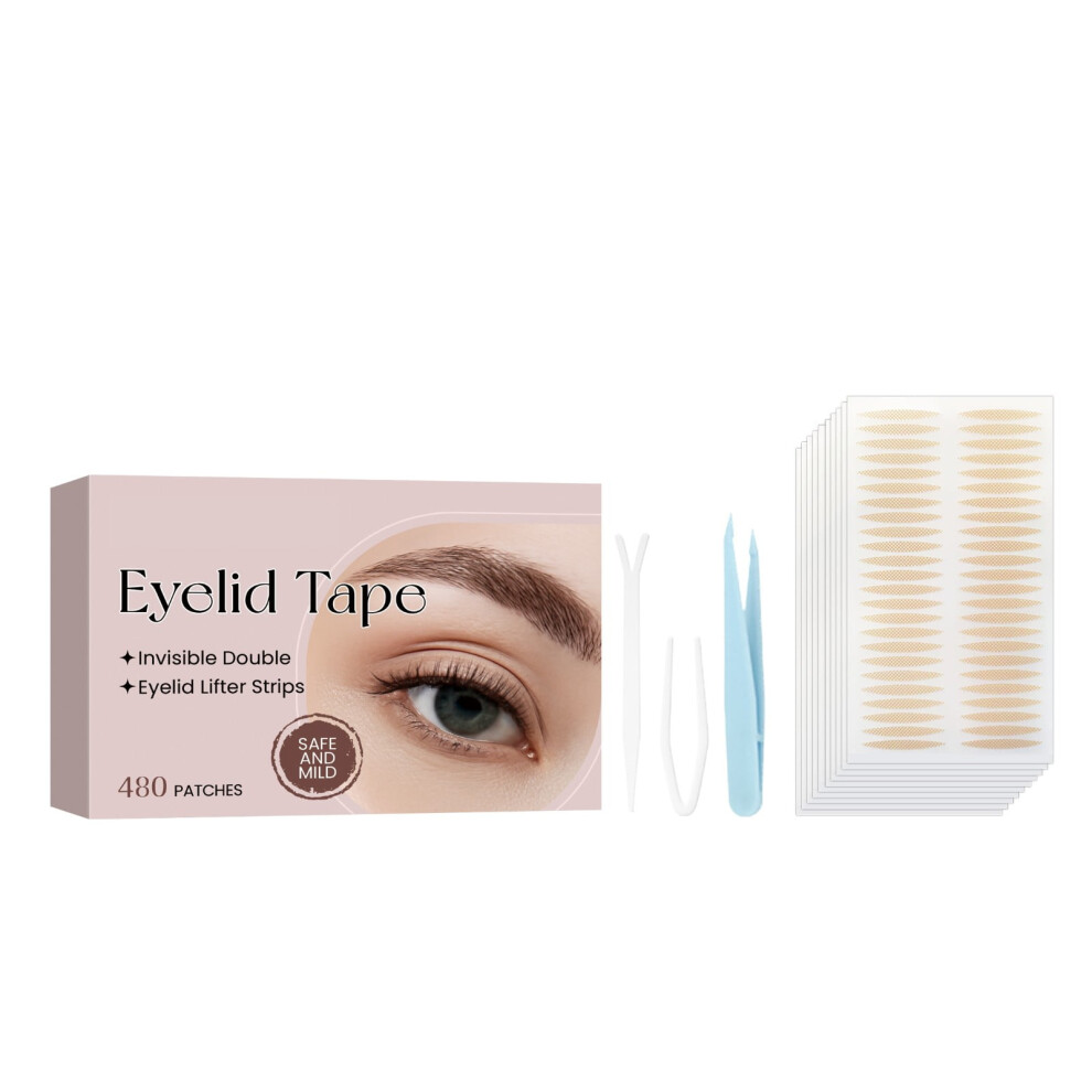 Beige 480 Count Double Eyelid Tape | Sweatproof Instant Lift | All Shapes Reusable Set | Portable Makeup Tape For Daily Eyelid Styling(Beige)