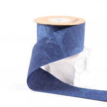 10 Yds 1.57" Denim Blue Star Ribbon, Golden Patriotic Print, Five-Point Star Bronzing Trim – for Sewing, Gift Wrapping, DIY Crafts, Compatible with