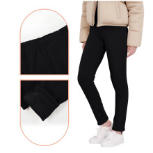 Girls Fleece Lined Leggings Elastic Waisted Warm Full Length Tight Pants Kids Solid Color Cute Casual Pant 2025 Winter Cozy Trousers,Sizes 3-13
