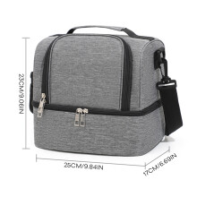 (Gray) Insulated Lunch Bag with Adjustable Strap
