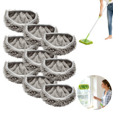 9 Pcs Chenille Refill Mop Pads Easy-Maintenance, Chenille Microfiber Replacement for Standard Mops | All Hard Surfaces (Gray)