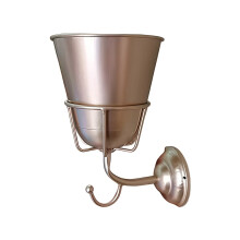 Gancho de pared metálico de doble función y soporte para macetas para el hogar: ranura superior para maceta + gancho inferior para