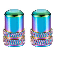 1 Pair Lightweight Bicycle Valve Cap Fine Teeth Aluminum Alloy for-Schrader Valves Anode Gas Cap Tire Dust Cover Cycling Parts