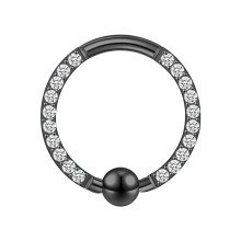 16G Stainless Steel CBR Nose Ring CZ Horseshoe Septum Rings Conch Daith Piercing-Black-Ball 10mm