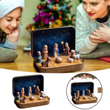 Mini Holy Family Scene Handmade Christmas Figurine Set For Desktop Tabletop Decoration And Festive